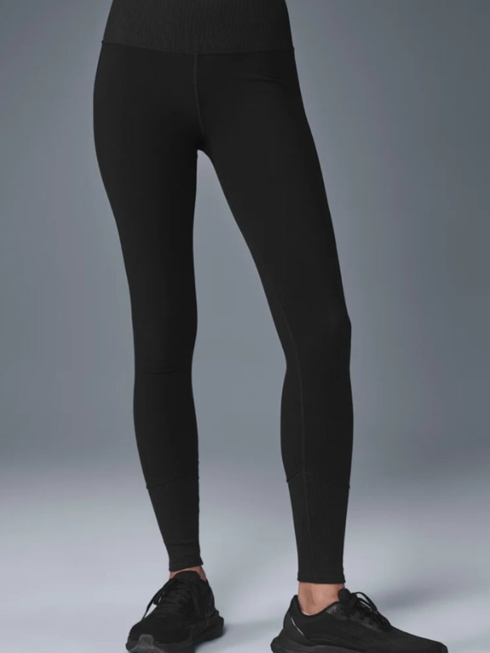Alo High-Waist Alosoft Lounge Legging Black Size Small ribbed waist comfort